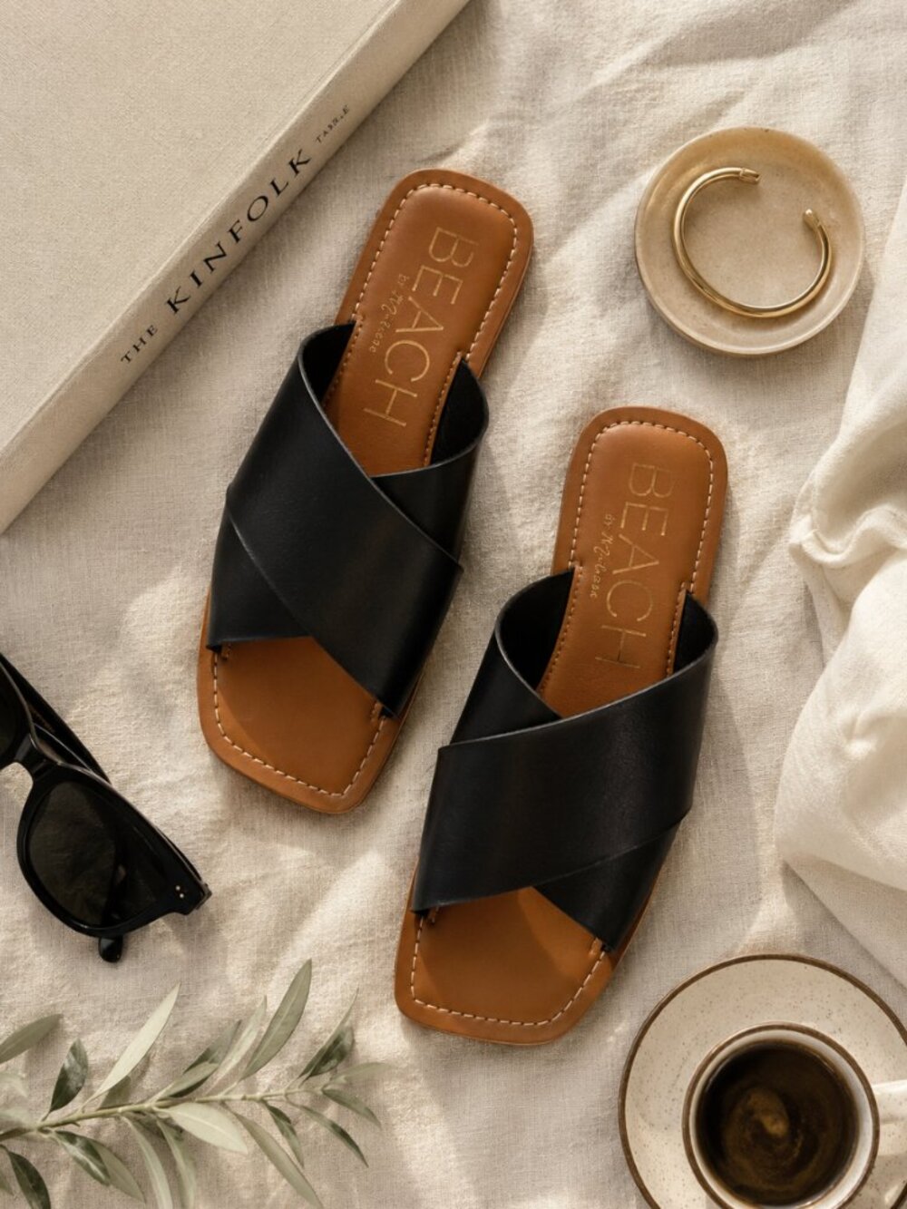 BEACH by Matisse Black Crossover Slide Sandals